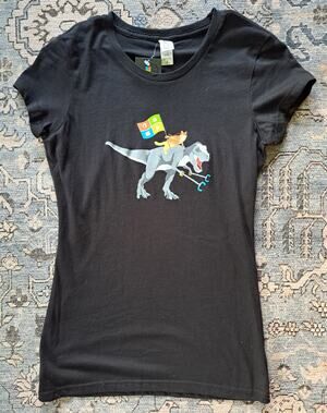 NEW Rare Microsoft XBOX Promo Cat T-Rex Shirt Fitted Size S Small w/Tags